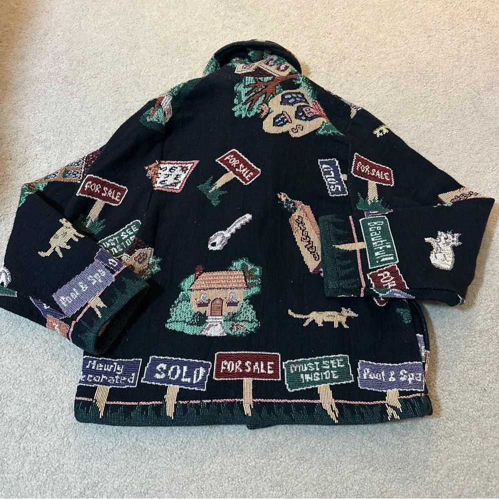 Vintage Women's Tapestry Jacket with Real Estate Theme